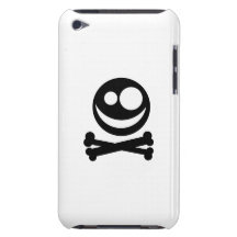 Cráneo y bandera pirata. Blanco y negro. iPod Case-Mate Coberturas