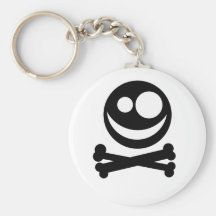 Cráneo y bandera pirata. Blanco y negro. Llaveros Personalizados