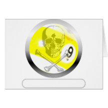 Cráneo y bandera pirata de 9 bolas felicitaciones