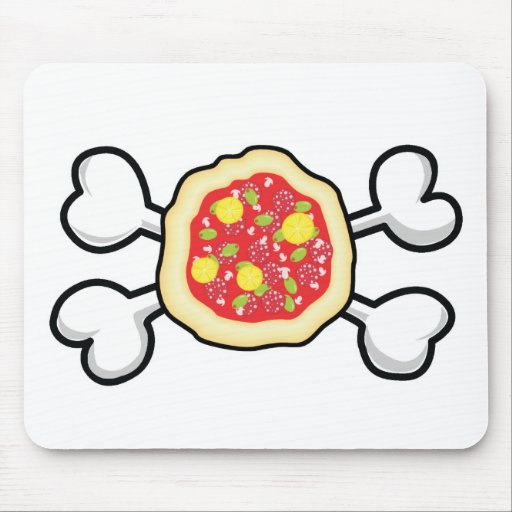 cráneo y bandera pirata de la pizza alfombrilla de ratón