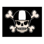 Cráneo y bandera pirata del patinador postales