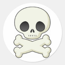 Cráneo y bandera pirata del pirata etiqueta