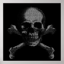 Cráneo y bandera pirata del pirata informático posters