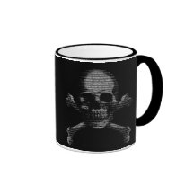Cráneo y bandera pirata del pirata informático taza de café