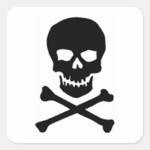Cráneo y bandera pirata del pirata calcomanía cuadrada personalizada