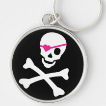 Cráneo y bandera pirata llavero