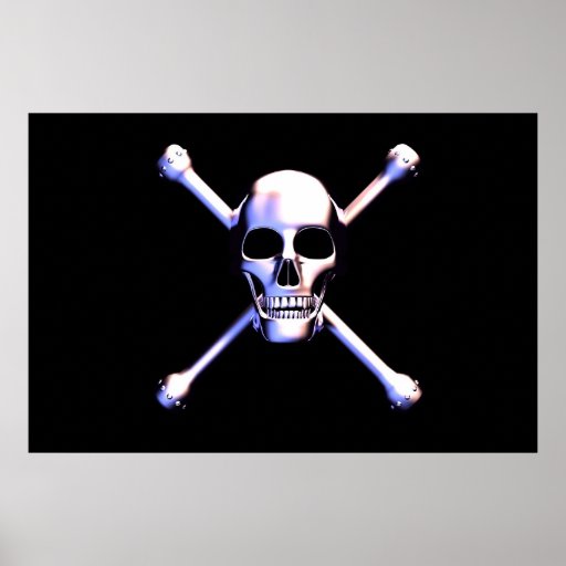 Cráneo y Bandera pirata Metalhead Poster