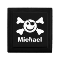 Cráneo y bandera pirata sonrientes cajas de regalo
