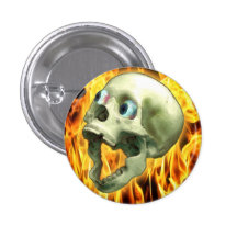 Cráneo y botón de griterío de Halloween de las lla