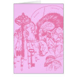Cráneo y collage rosados de la llave felicitacion 