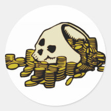 Cráneo y Dubloons del pirata Pegatinas Redondas
