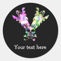 Cráneo y fantasmas personalizados etiqueta