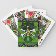 Cráneo y huesos del gato cartas de juego