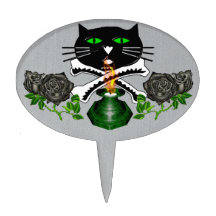 Cráneo y huesos del gato decoración para tarta