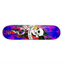 Cráneo y rosa de las alas SK8Board Tablas De Patinar