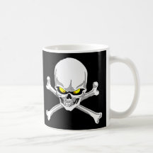 Cráneo y taza de la bandera pirata