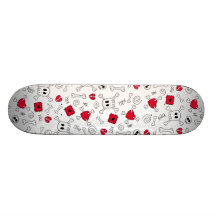 Cráneos, huesos y corazones quebrados tablas de patinar