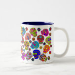 Cráneos mexicanos del azúcar del arte popular tazas de café