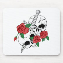 Cráneos, rosas y daga tapete de raton