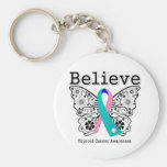 Crea - la mariposa del cáncer de tiroides llaveros personalizados