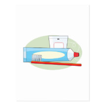 Crema dental y cepillo tarjetas postales