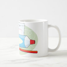 Crema dental y cepillo taza de café