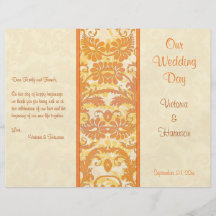 Crema, naranja, programa del boda del damasco del  tarjetas informativas