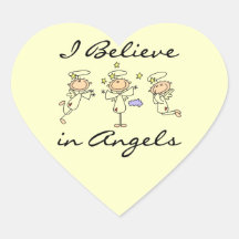 Creo en camisetas y regalos de los ángeles pegatinas corazon personalizadas