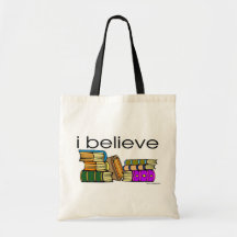 Creo en libros bolsas lienzo