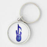 creyón azul de la nota de la música de la guitarra llavero personalizado