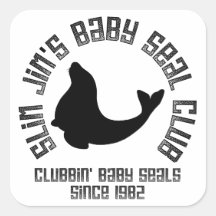 Cría de foca Clubber Calcomanías Cuadradas Personalizadas