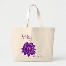 Criada del honor personalizada flor púrpura bolsas