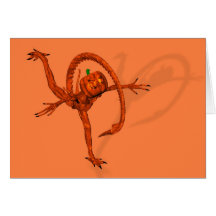 Criatura de Halloween de la calabaza de la galaxia Felicitacion