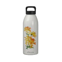 Crisantemo chino de oro bordado botellas de agua reutilizables