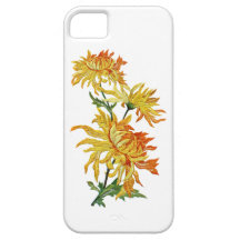 Crisantemo chino de oro bordado iPhone 5 Case-Mate carcasa