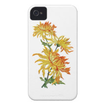 Crisantemo chino de oro bordado iPhone 4 carcasa