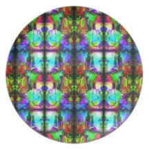 Cristal de colores plato de comida