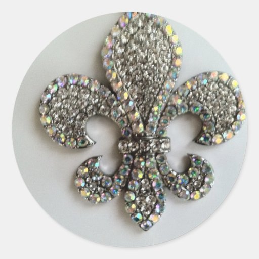 Cristal de la flor de lis en blanco etiquetas  