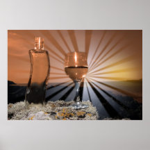 cristal en el poster de la puesta del sol