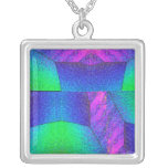 Cristales del arte abstracto en rosado, azul y ver pendiente personalizado