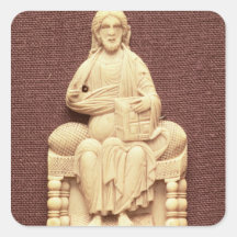 Cristo enthroned, bizantino, 10-11mo siglo calcomanía cuadrada