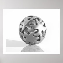 Cromo entrelazado escultura virtual de la estrella poster
