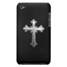 Crucifijo metálico en el cuero negro Case-Mate iPod touch cárcasa