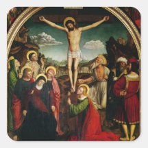 Crucifixión Calcomanías Cuadradass Personalizadas