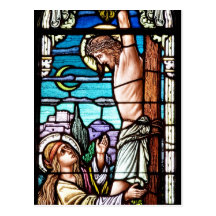 Crucifixión de Jesús - vitral Postales