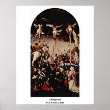 Crucifixión de Lorenzo Lotto Poster