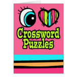 Crucigramas de neón del amor del corazón I del ojo Felicitación