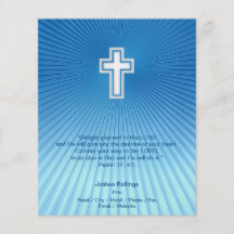 Cruz cristiana en fondo azul tarjetón