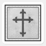 Cruz cristiana pegatina cuadradas personalizada