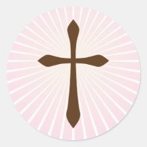 Cruz de Brown en los pegatinas abstractos rosados 
